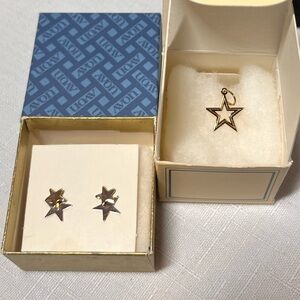 New Avon Vintage convertible star earrings & gold star pendant.